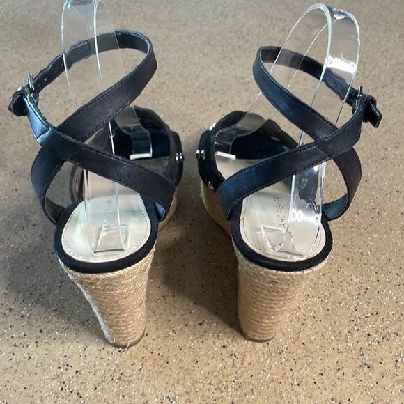 Marc Fisher "Hata" Espadrille Wedge Studded Sandals Black Suede sz 8 - Picture 5 of 16